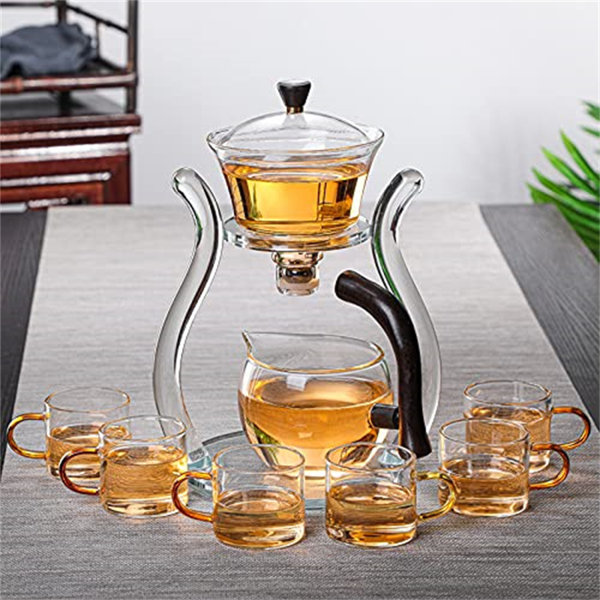 Ivy Bronx Alexiea Glass Tea Set Water Diversion Rotating Cover